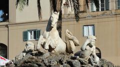 Fontana del Cavallo Marino fountain with detailed sea horse statue in Rome