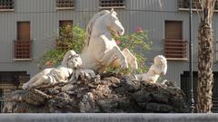 Fontana del Cavallo Marinos fountain with intricate seahorse sculptures and water jets
