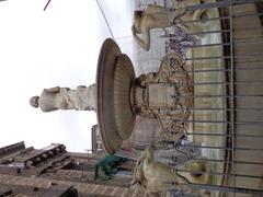 Rear view of Fontana dell'Amenano fountain in Catania