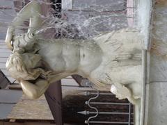 Close-up of Triton sculpture detail at Fontana dell'Amenano in Catania