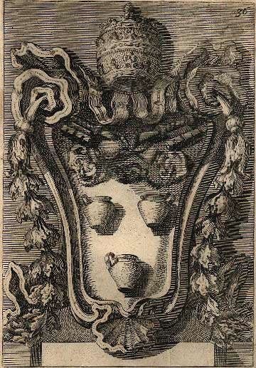 Carlo Fontana's coat of arms of Pope Innocent XII on the fountain in Piazza di Santa Maria in Trastevere