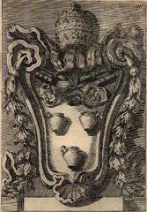 Carlo Fontana's coat of arms of Pope Innocent XII on the fountain in Piazza di Santa Maria in Trastevere