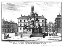 Historical fountain in Piazza di Santa Maria in Trastevere, Rome