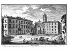View of Piazza di Santa Maria in Trastevere with Palazzo S. Callisto and Deanery