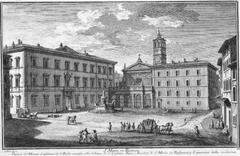 View of S. Maria in Trastevere Church with Palazzo S. Callisto and Deanery in Rome