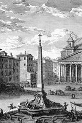 Close-up of Fontana di Piazza della Rotonda from an engraving by Giuseppe Vasi
