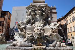Fountain of the Pantheon in Ancient Rome Historic Center, Rome, Italy