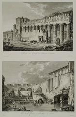Ruins of the Temple of Minerva and view of the Fountain of Arethusa in Syracuse