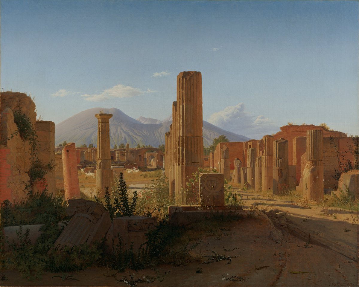 The Forum at Pompeii with Vesuvius volcano in the background