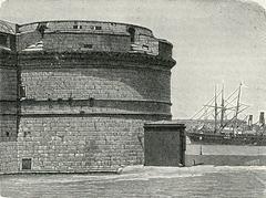 Forte di Michelangelo in Civitavecchia woodcut illustration