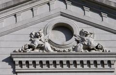 Architectural reliefs on the facade of Teatro Arriaga in Bilbao