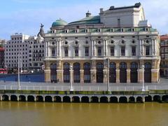 Front view of Teatro Arriaga in Bilbao with detailed architecture