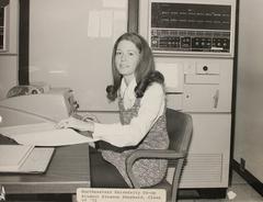 Northeastern University co-op student Eleanor Shephard operating air traffic control simulation terminal
