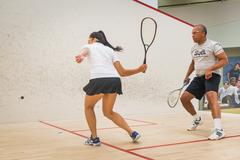 Governor Patrick discussing civic engagement with National Urban Squash Education Association members at SquashBusters Center