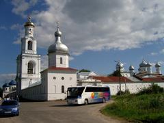 Yuriev Monastery historic architecture in Novgorod Russia