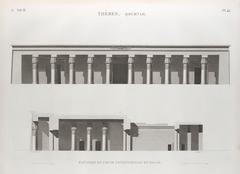 Architectural elevation and longitudinal section of the palace in Qurna, Thebes