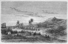 Illustration of the ruins of Sethos I's temple at Thebes from Illustrerad verldshistoria utgifven av E. Wallis Band I