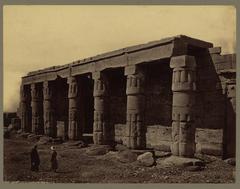 Ancient portico at Goorneh, Thebes, showcasing classical architecture with large stone columns