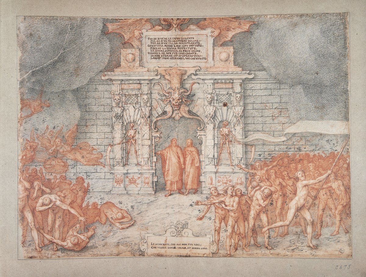 Federico Zuccaro painting of Dante Alighieri in front of the gate of Hell