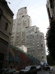 Kavanagh building skyscraper viewed from Ricardo Rojas passage towards northwest in Buenos Aires