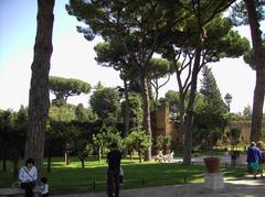 View of Giardino degli Aranci in Rome with the walls of Rocca Savella