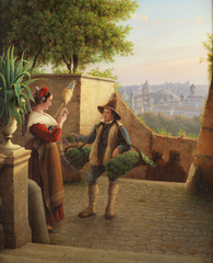 Wilhelm Brücke painting of Giardino degli Aranci in Rome 1859