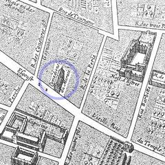 The Théâtre du Marais shown on the 1652 Gomboust map of Paris