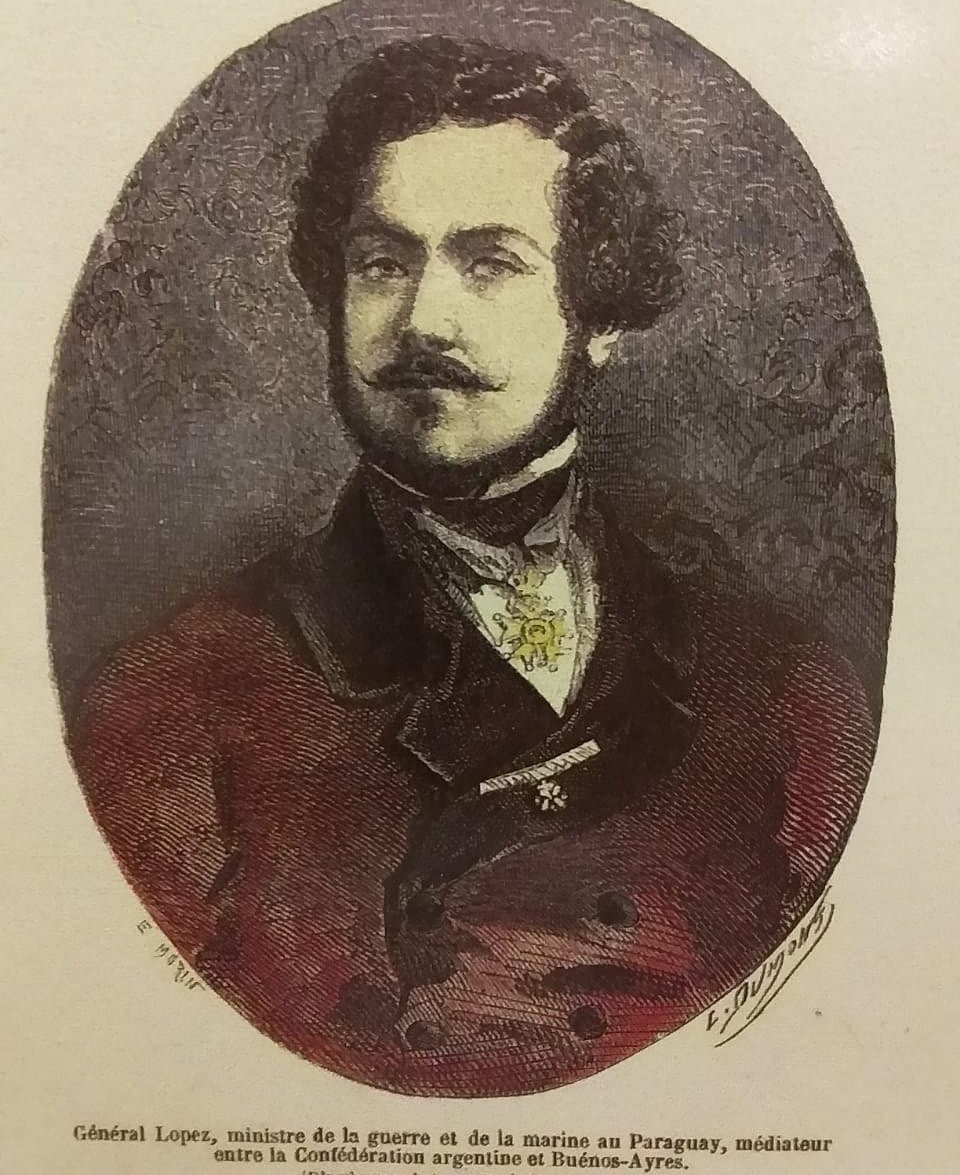 Brigadier General Don Francisco Solano López mediating between Mitre and Urquiza during the San José de Flores pact