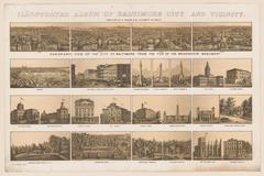 Illustrated album of Baltimore City and vicinity lithograph tinted map print