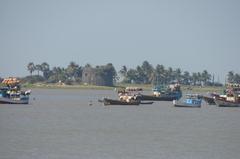 Scenic view of Arnala Fort from Arnala beach under a clear sky