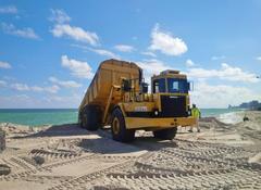 Sand placement on the south side of Newport Pier for Sunny Isles Beach renourishment
