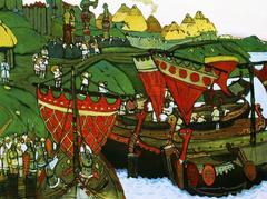 Painting of Slavs on the Dnieper River by Nicholas Roerich 1905