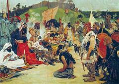 Trade negotiations among Eastern Slavs historical painting