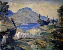 Ancient Russians pulling ships from one river to another