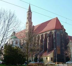 St. Vincent Church in Wroclaw Poland with historic architecture and blue sky