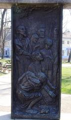 Close-up of M J Husa monument detail in Tábor