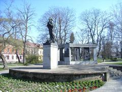 Sculptural composition of Master Jan Hus in Husovy sady park, Tábor