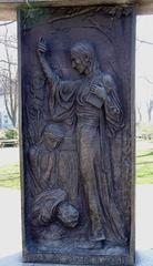 Detailed view of Jan Hus Monument in Tábor