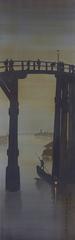 Ukiyo-e painting of Ryogokubashi bridge in Tokyo during the Kaika period