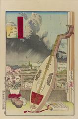 Ukiyo-e print Musashino Hyakkei no Uchi Sumidagawa Suijinmori by Kobayashi Kiyochika 1884