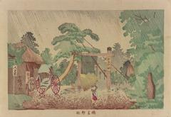 Ukiyo-e print of Umewaka Shrine