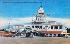 Vintage colored photomechanical postcard of Havana International Airport, Rancho Boyeros