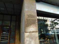 Memorial plaque dedicated to victims of the fights for the radio station in August 1968 in Prague
