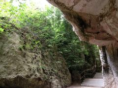 Latomie dei Cappuccini rock quarries in Siracusa with ancient stone carvings