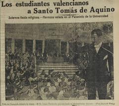 Valencian students celebrating Saint Thomas Aquinas at Paraninfo