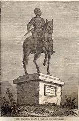 Engraving of the equestrian statue of George I in the Mansion House gardens, Dublin