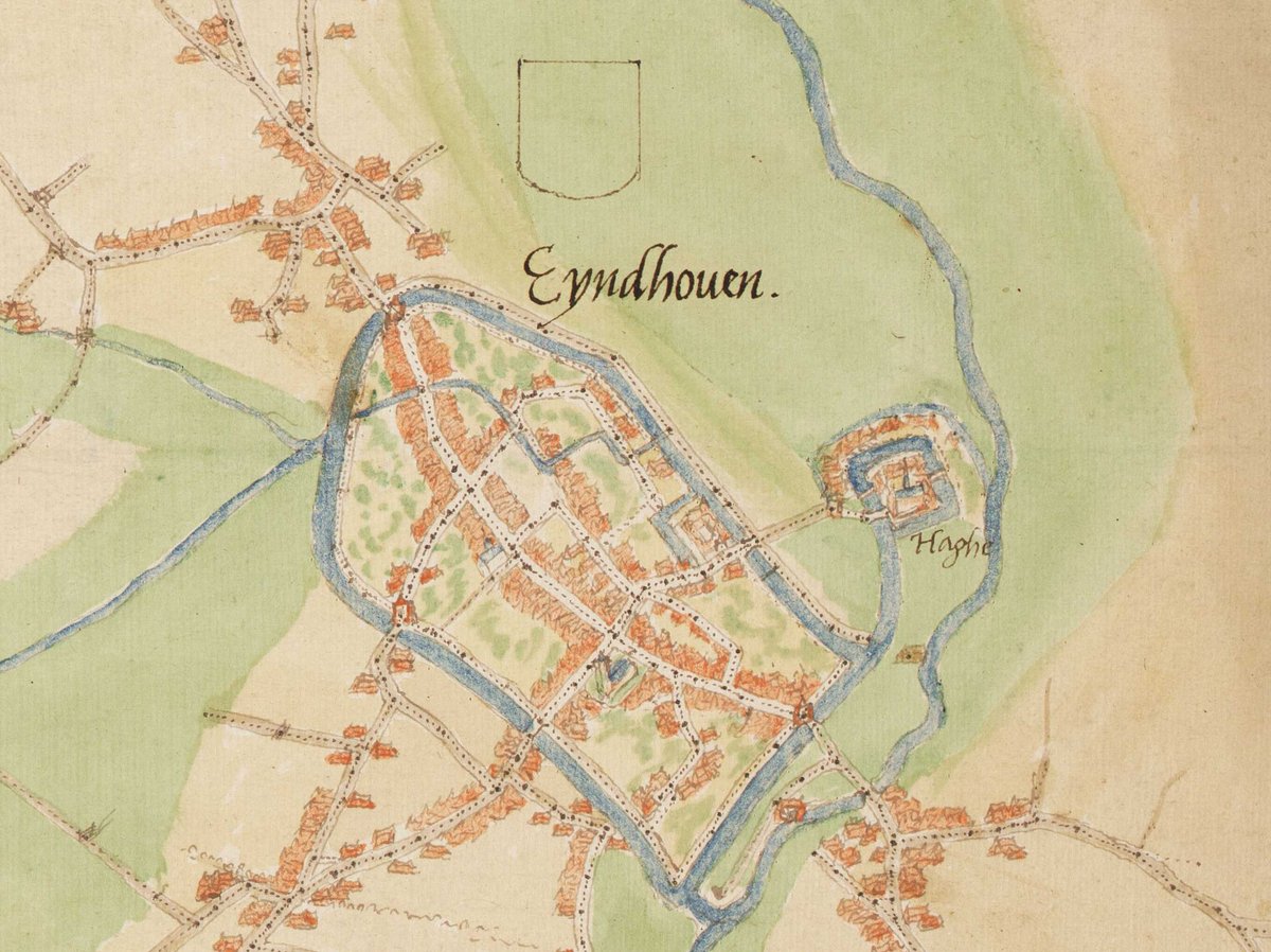Historical map of Eindhoven from around 1550 by Jacob van Deventer showing castle Haghe