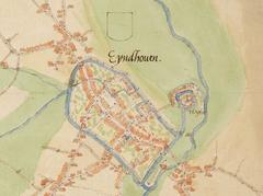 Historical map of Eindhoven from around 1550 by Jacob van Deventer showing castle Haghe