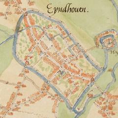 Jacob van Deventer map of Eindhoven around 1550 with castle Haghe