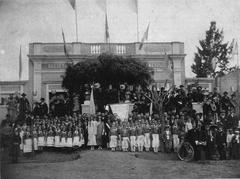 Group of Italian immigrant members of Societá Italiana di Unione e Benevolenza in Marcos Paz Argentina celebrating 20th anniversary